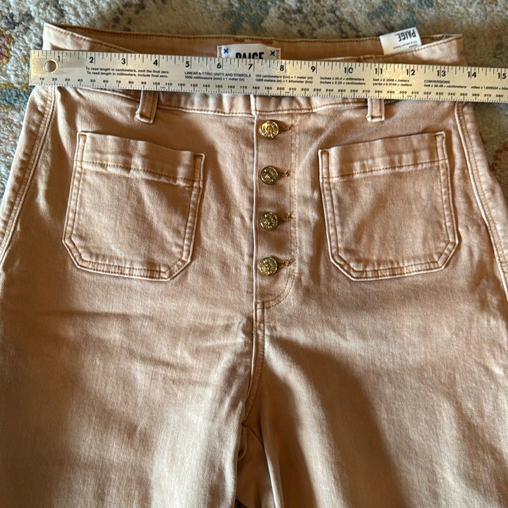 PAIGE Anessa Wide Leg Cropped Jeans Size 28 Tan - Picture 9 of 16